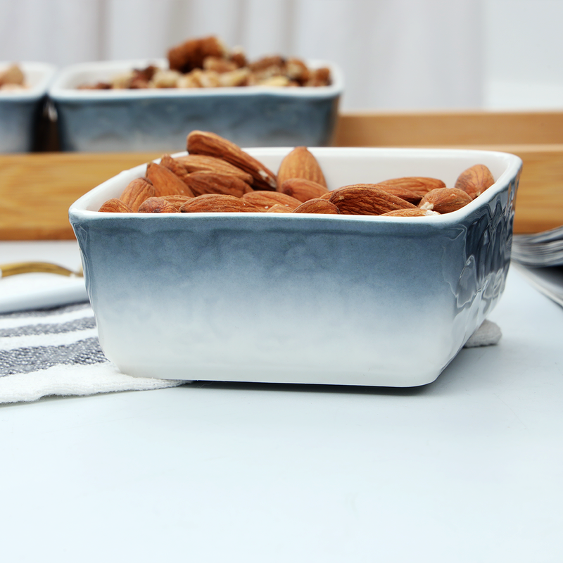 4-Pcs Square Ceramic Grid Snack Serving Tray