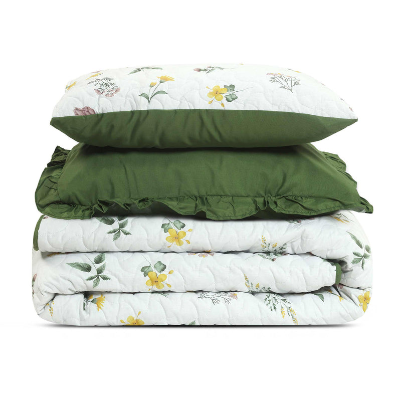 Verdant Bloom Quilted Bedspread