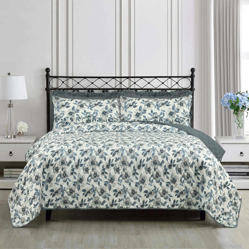 Moonlight Petal Quilted Bedspread