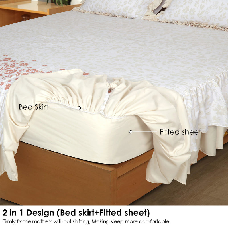 Rust Rose Ruffled Fitted Sheet