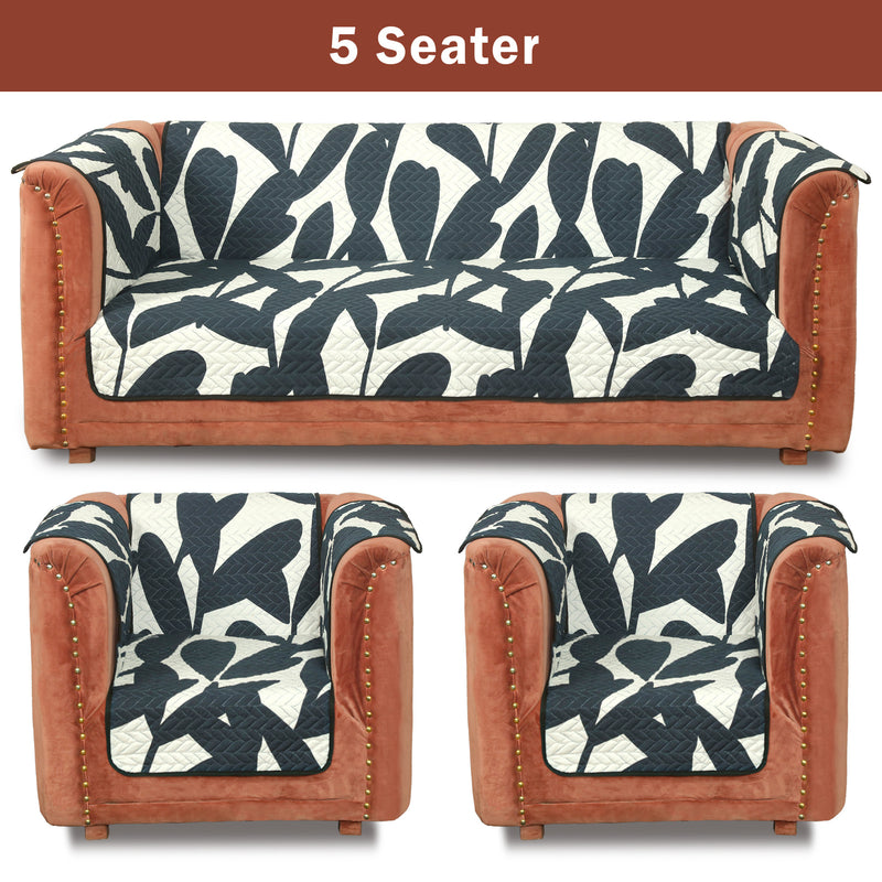 Shadow Leaf Quilted Sofa Cover Set