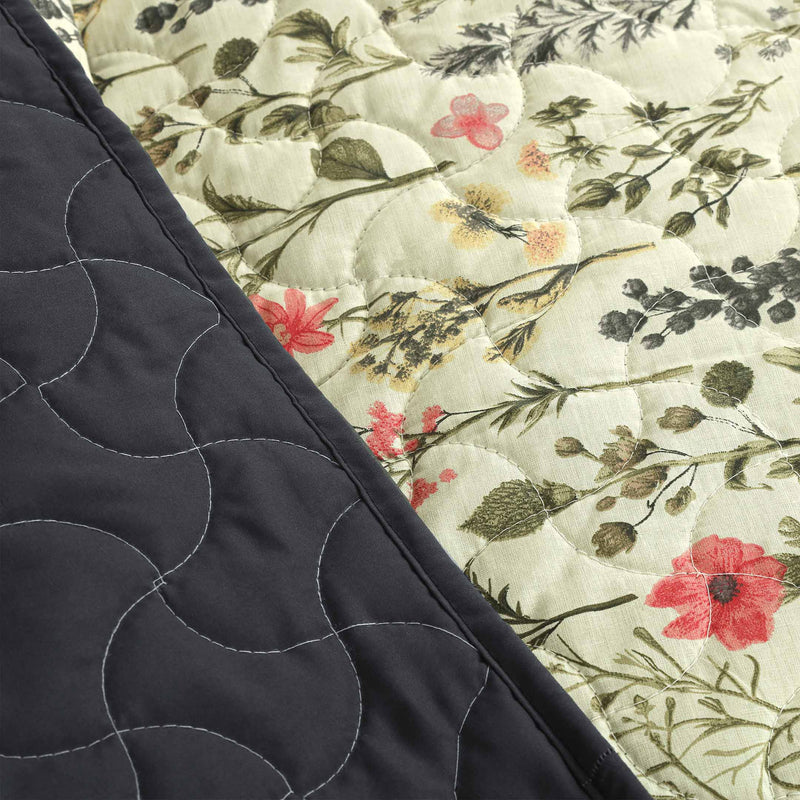 Charcoal Rose Quilted Bedspread