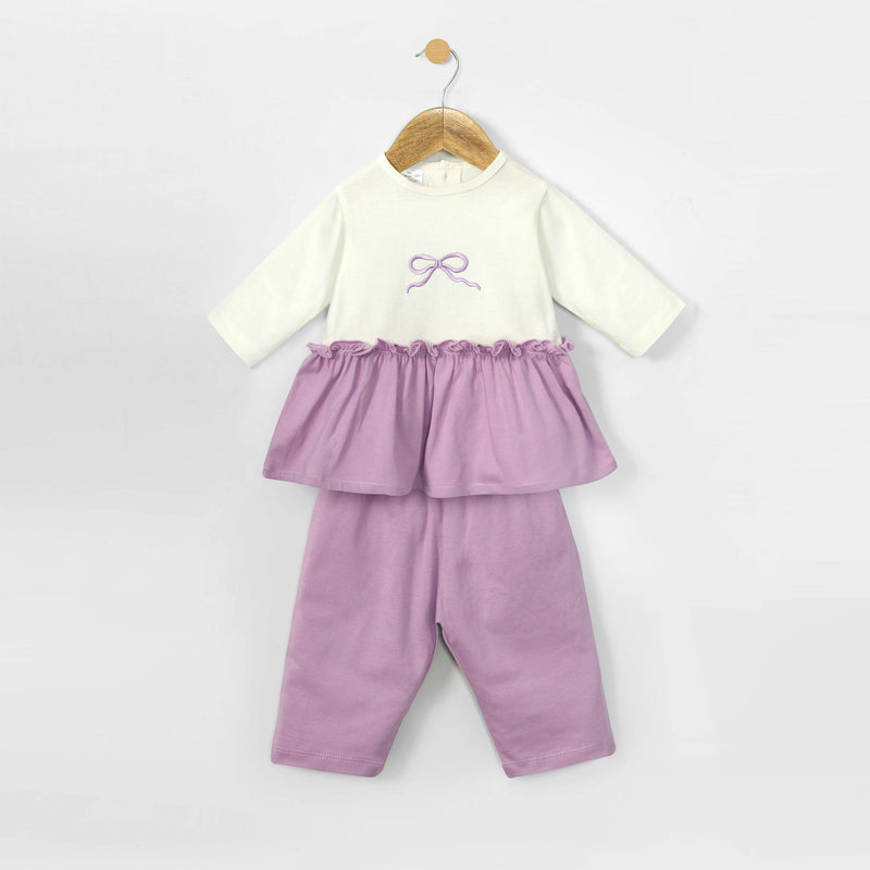 Mauve Mist Bow Frock & Trouser 2pc Set