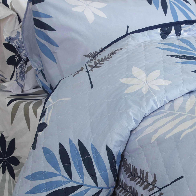 Azure Fern Quilted Bedspread