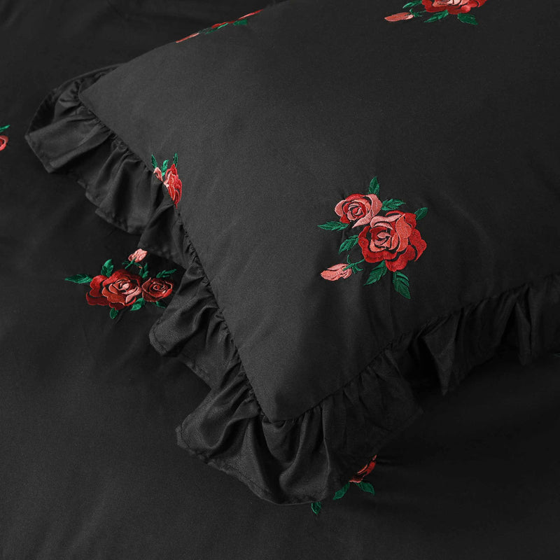 Midnight Rose Embroidered Summer Duvet Set