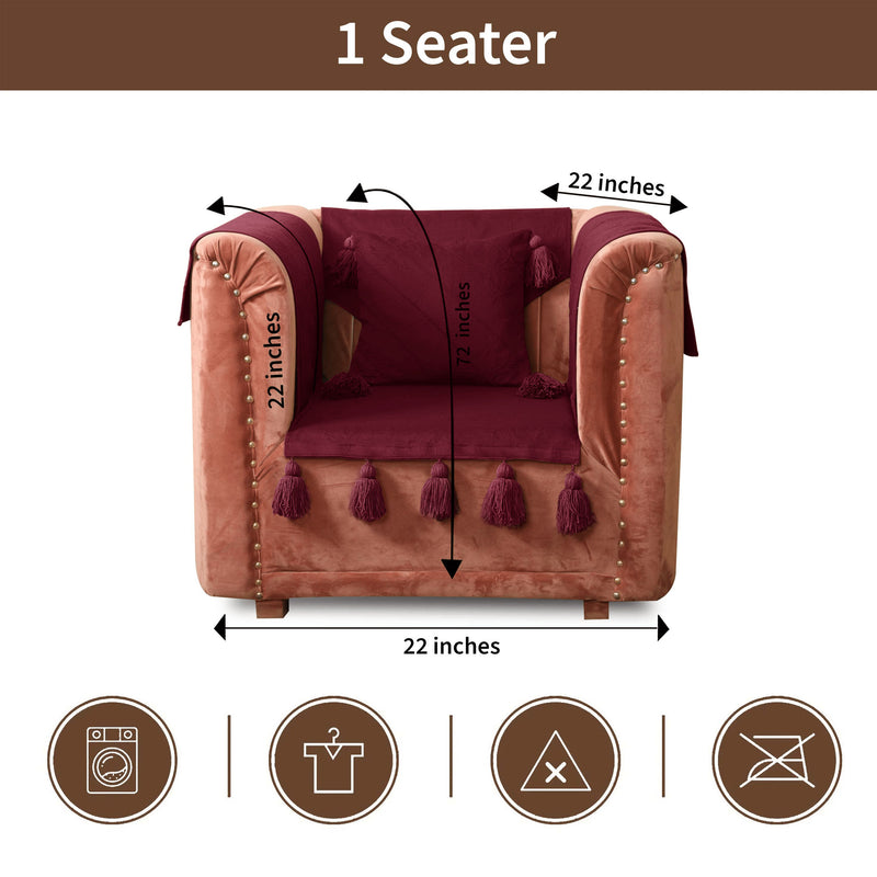 Maroon Luxury French Matelasse Sofa Cover