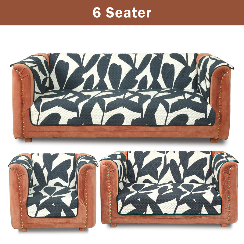 Shadow Leaf Quilted Sofa Cover Set