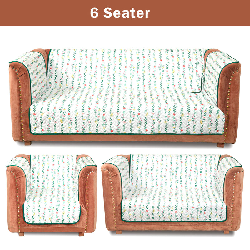 Petal Path Quilted Sofa Cover Set