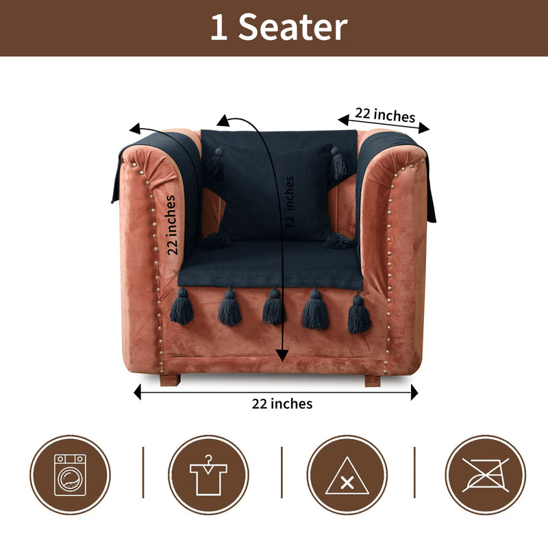 Navy Luxury French Matelasse Sofa Cover