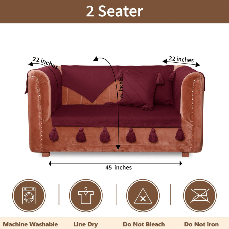 Maroon Luxury French Matelasse Sofa Cover
