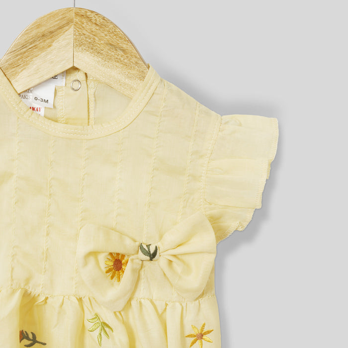 Breezy Bow-Embroidered Lawn Romper