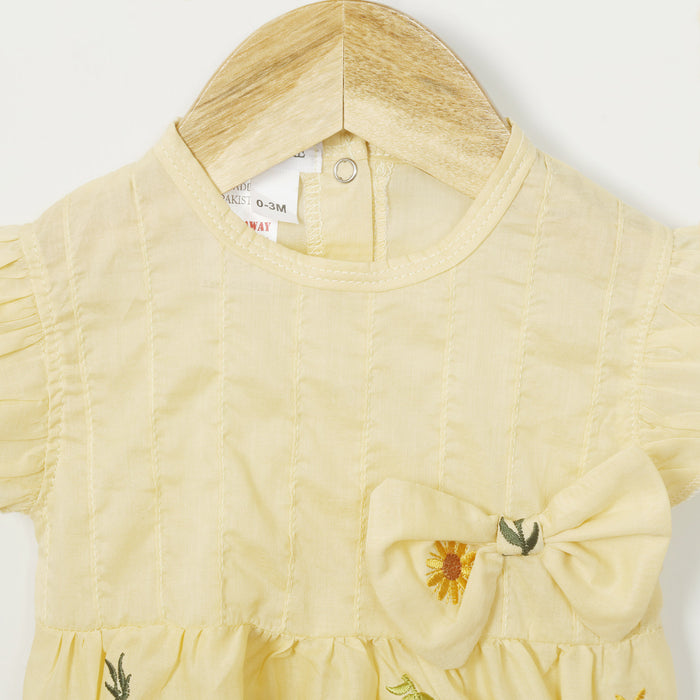 Breezy Bow-Embroidered Lawn Romper