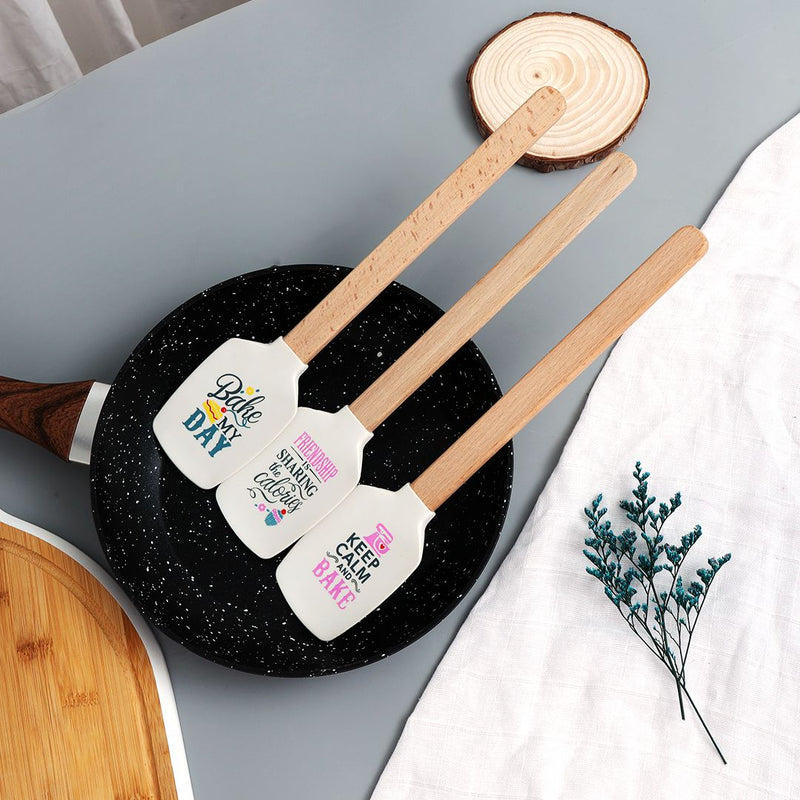 Bamboo Wood Silicone Spoonula