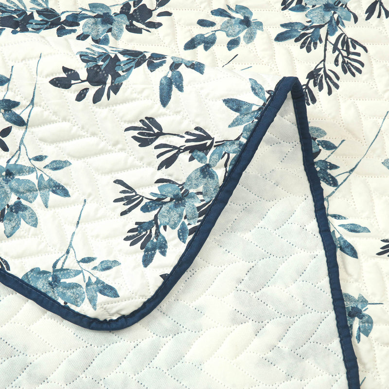 Aqua Leaf Quilted Sofa Cover Set