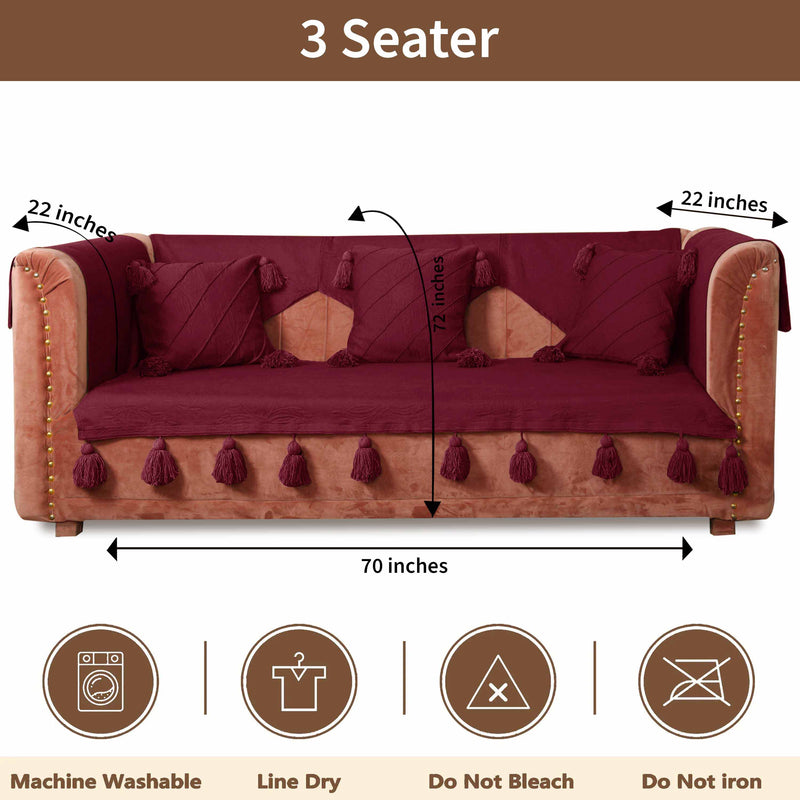 Maroon Luxury French Matelasse Sofa Cover