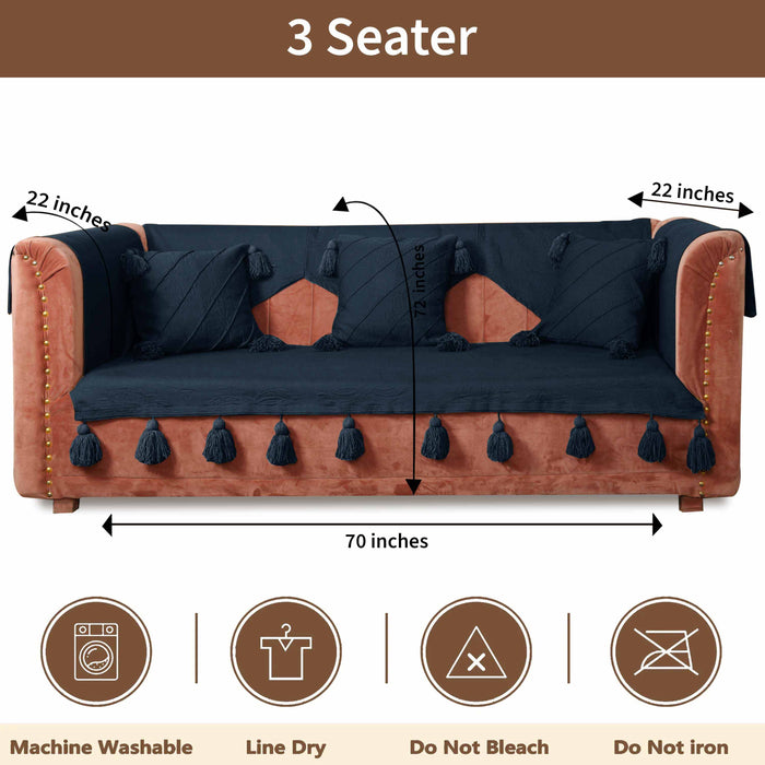 Navy Luxury French Matelasse Sofa Cover