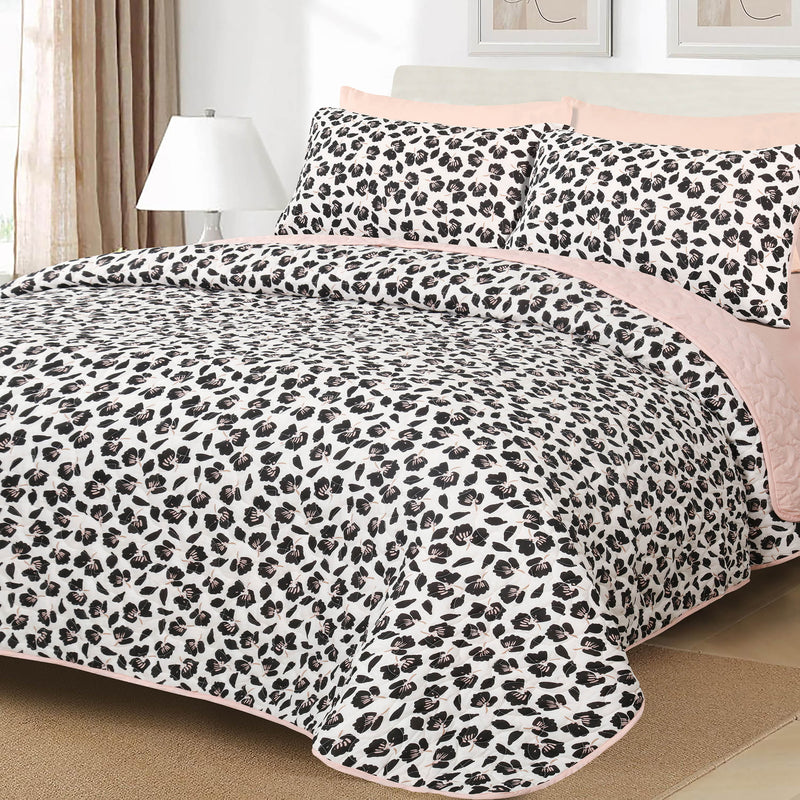 Midnight Bloom Quilted Bedspread