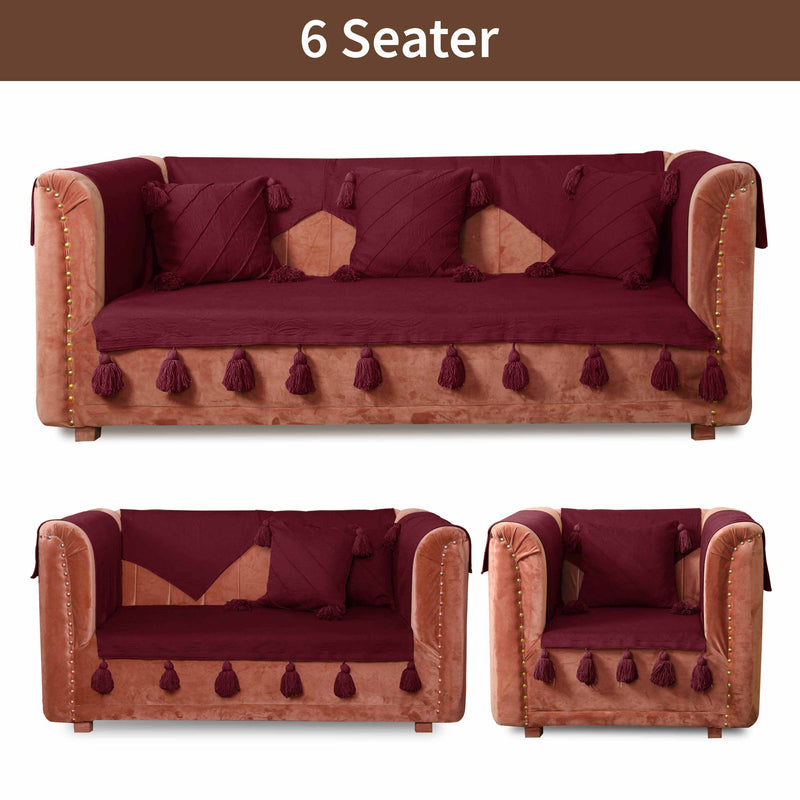 Maroon Luxury French Matelasse Sofa Cover