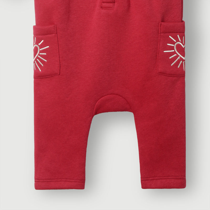 Heart Knitted Fleece Dungaree 2pc Set