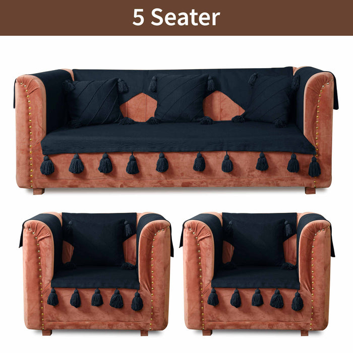 Navy Luxury French Matelasse Sofa Cover