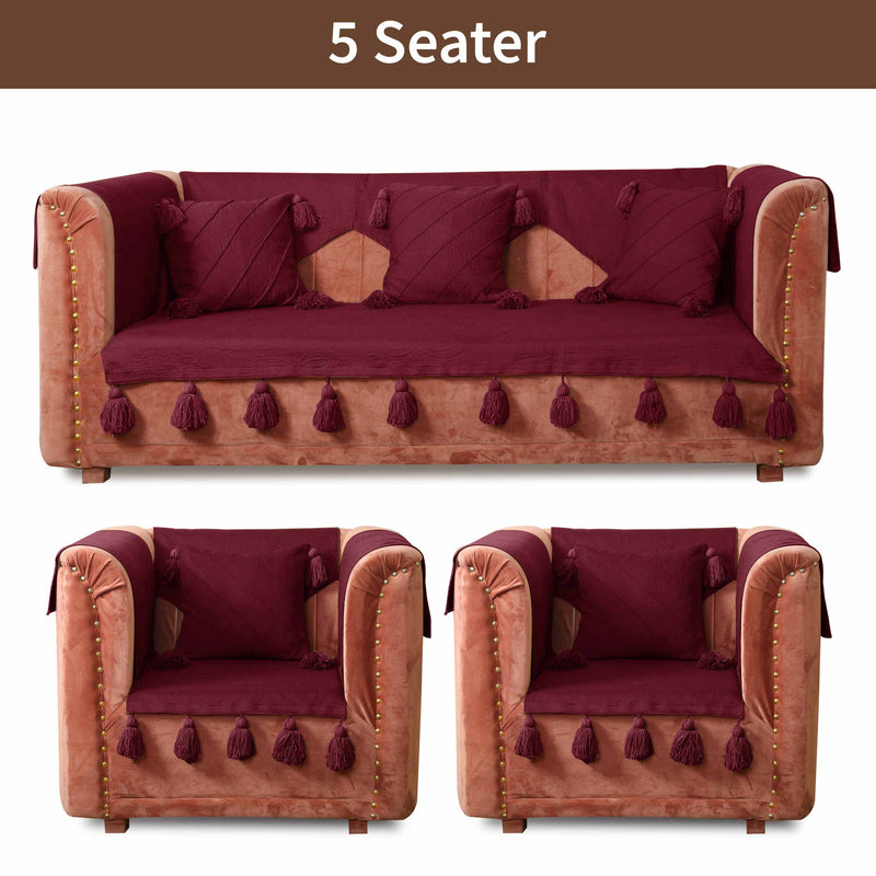 Maroon Luxury French Matelasse Sofa Cover