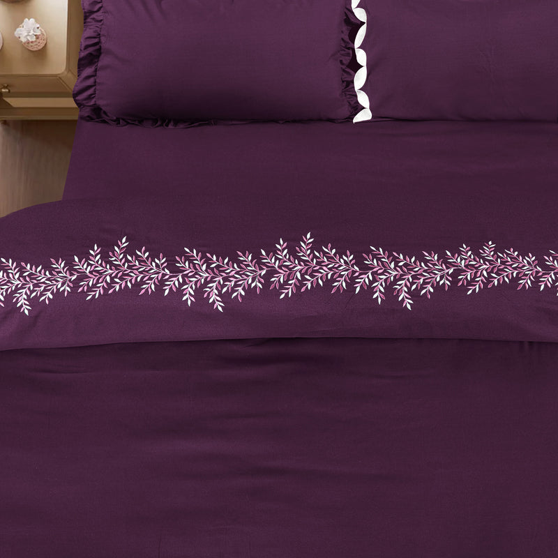 Plum Willow Embroidered Summer Duvet Set