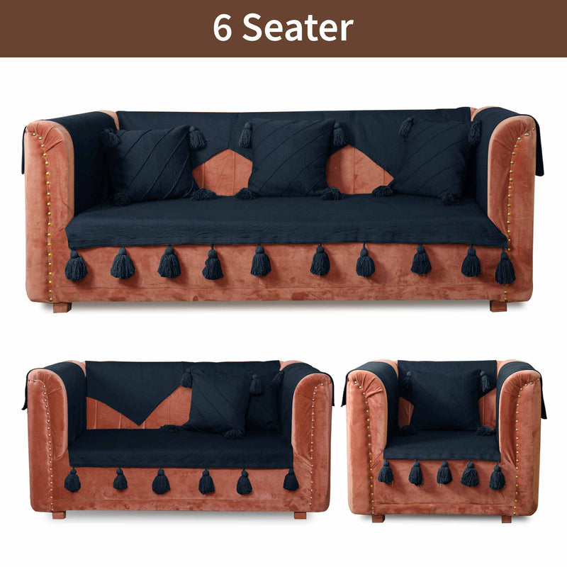 Navy Luxury French Matelasse Sofa Cover