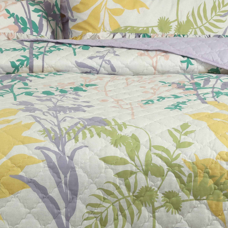 Pastel Meadow Quilted Bedspread