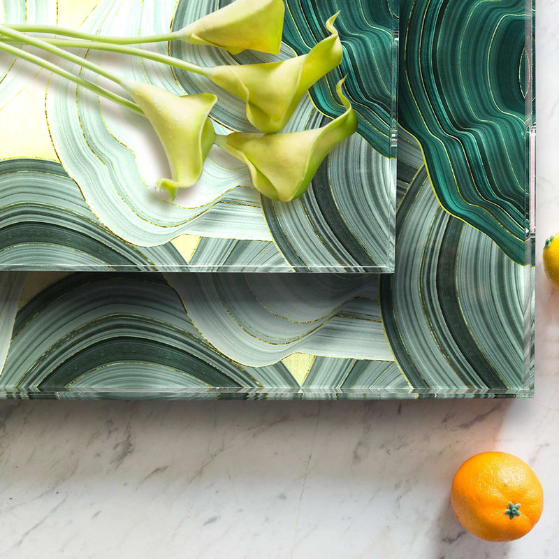 Pair of Abstract Art Acrylic Serving Tray