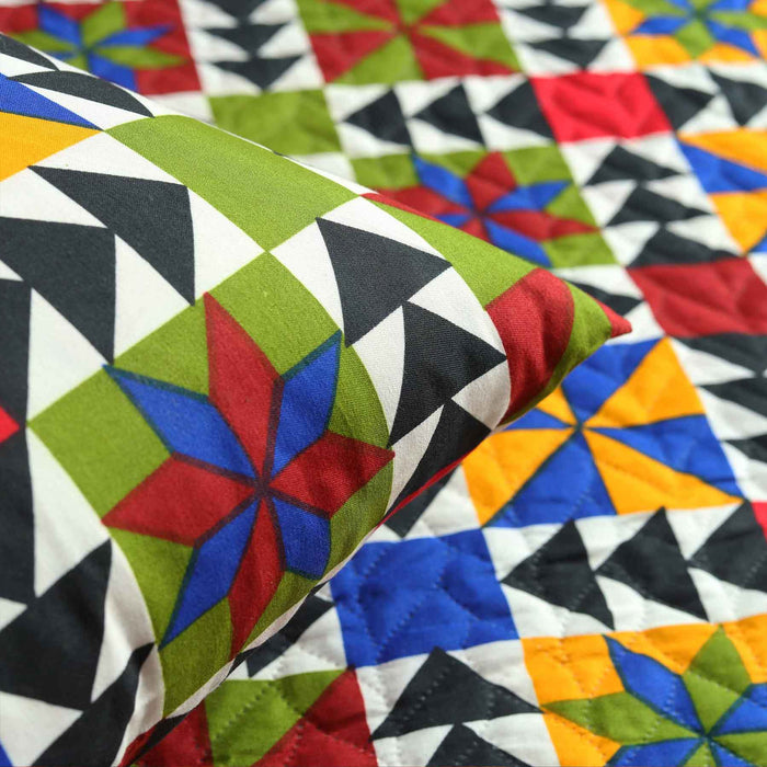 Ajrak Style Quilted Fitted Sheet