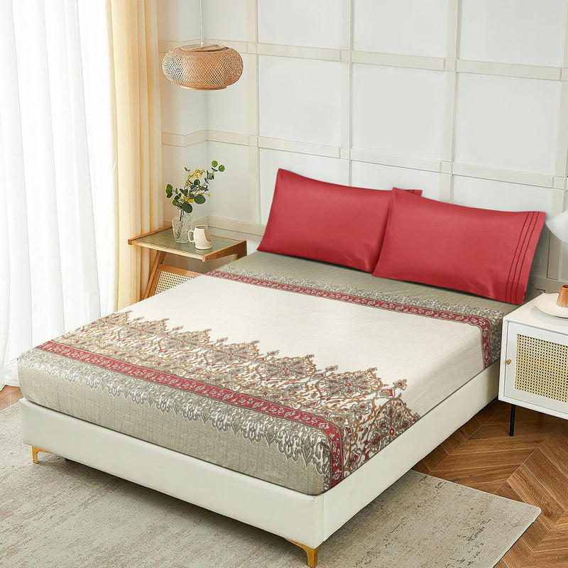 Antique Ivory Floral 4-Piece Sheet Set