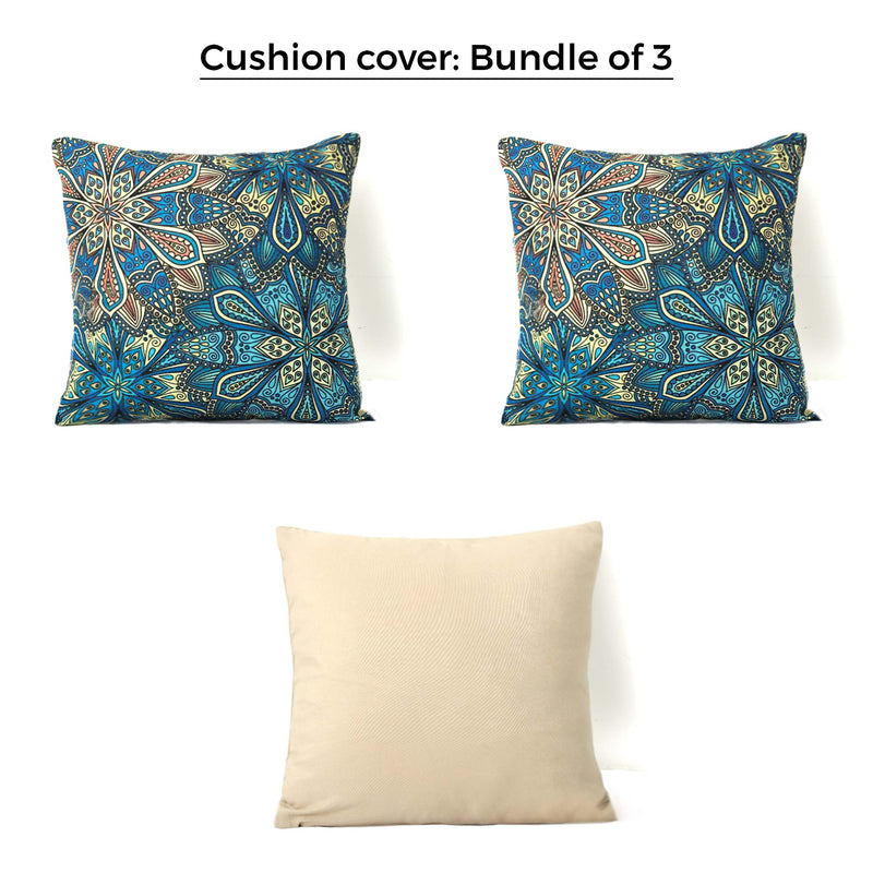 Azure Mandala Majesty Cushion Covers (Bundle of 3)