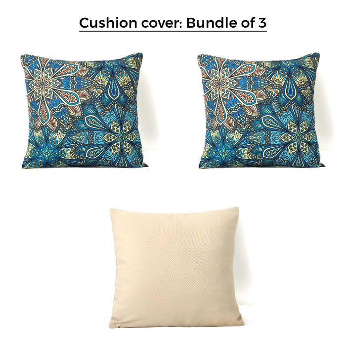 Azure Mandala Majesty Cushion Covers (Bundle of 3)