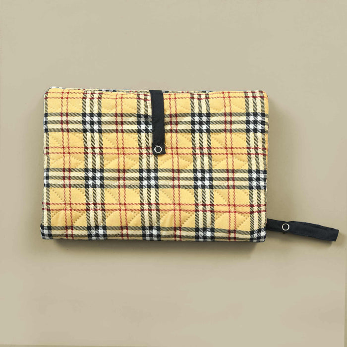 Beige Checkered Diaper Changing Pouch