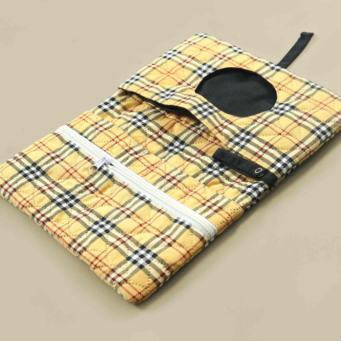 Beige Checkered Diaper Changing Pouch