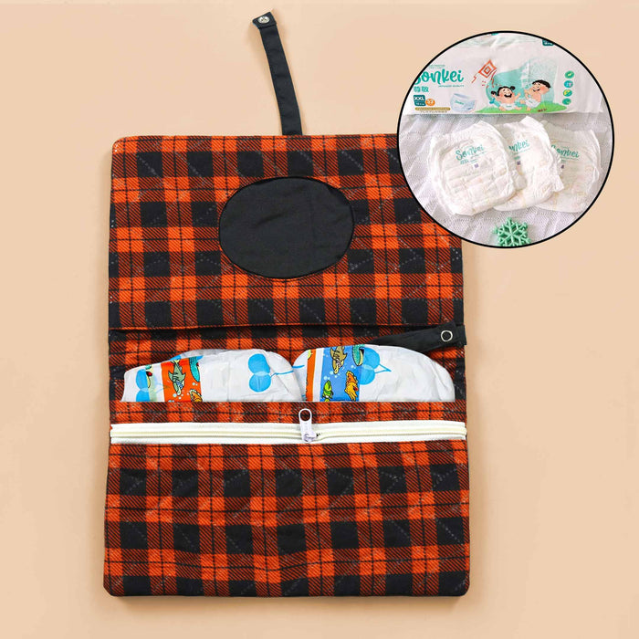Black Checkered Diaper Changing Pouch