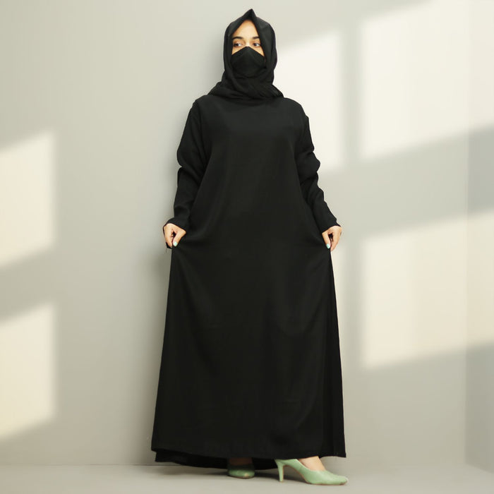 Black Plain Abaya and Hijaab