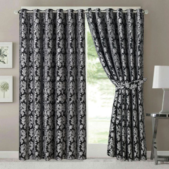 Diana Black Luxury Jacquard Curtains