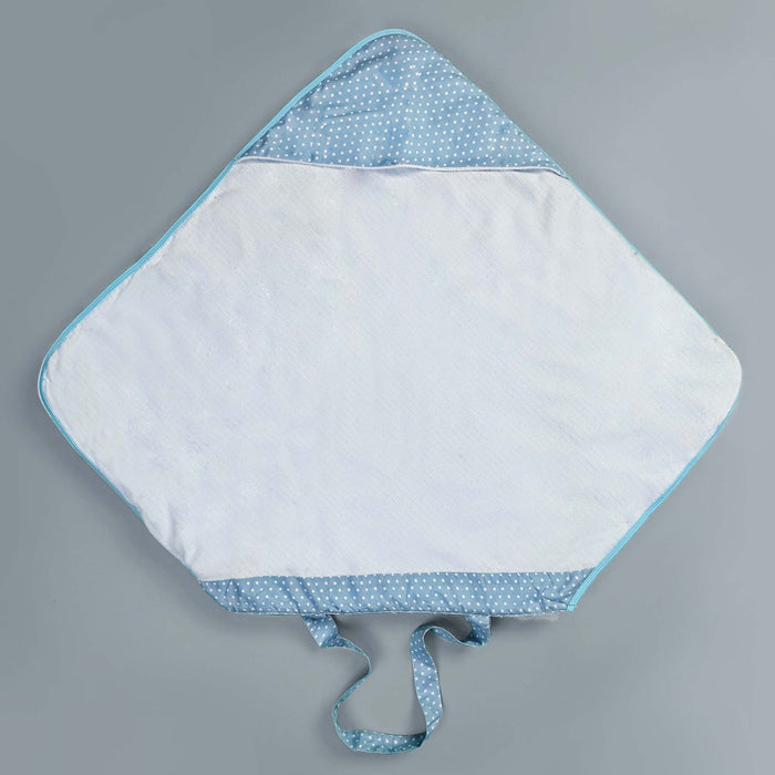 Blue Polka Dots Baby Towel With Neck Strap