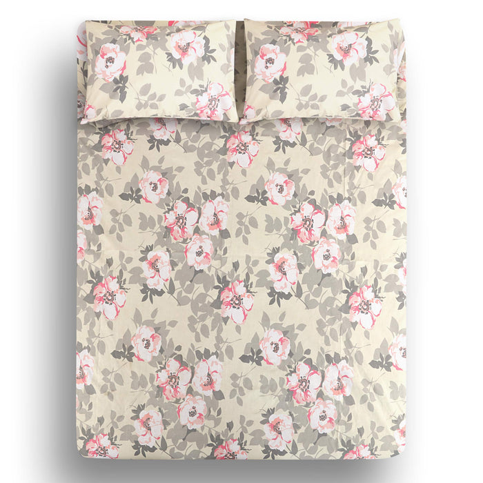 Blush Blossoms Printed Bedsheet