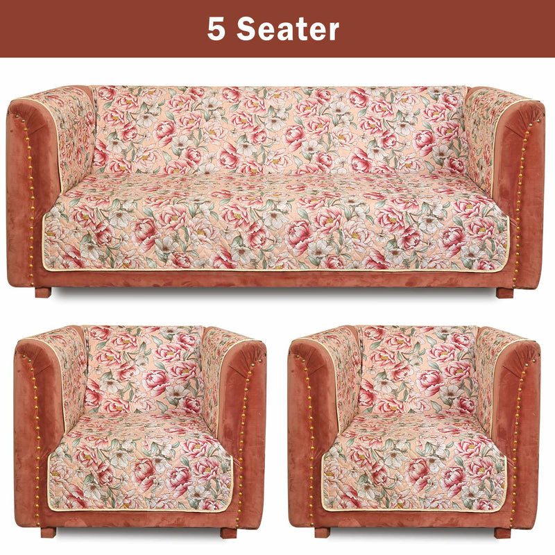 Boho Roses Quilted Sofa Cover Set