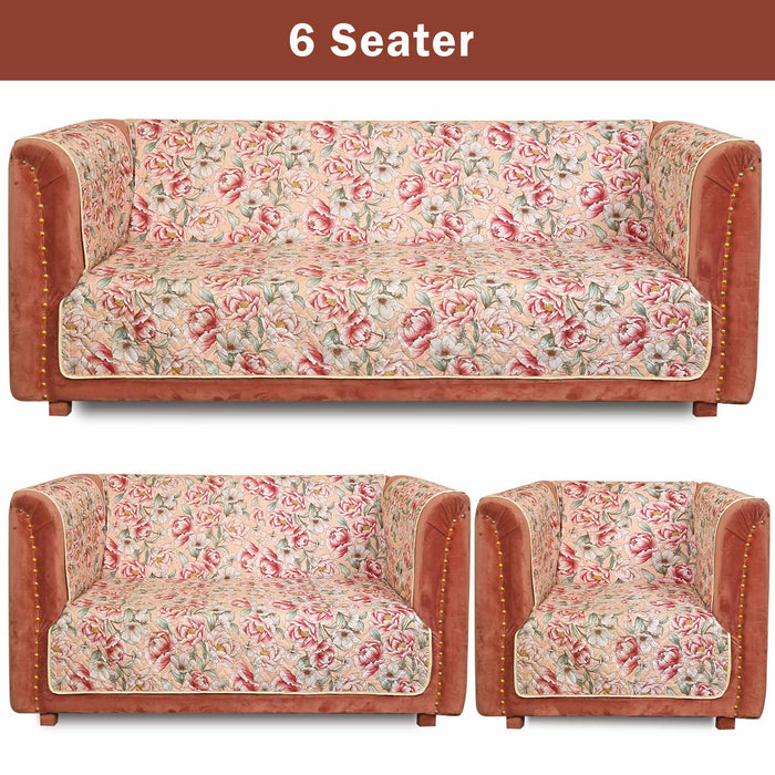 Boho Roses Quilted Sofa Cover Set