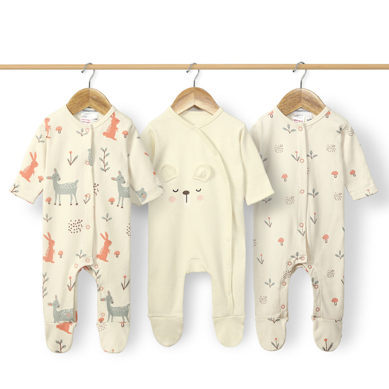 Animal Printed Baby Rompers (Pack of 3)