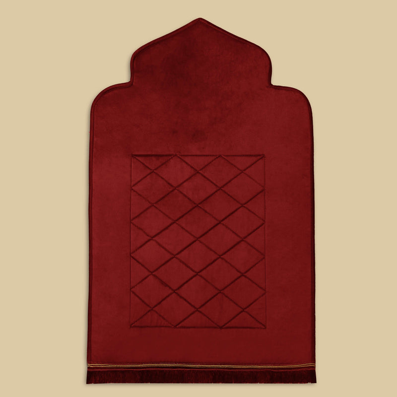 Mehrab Velvet Embossed Padded Prayer Mat/Jaye Namaz