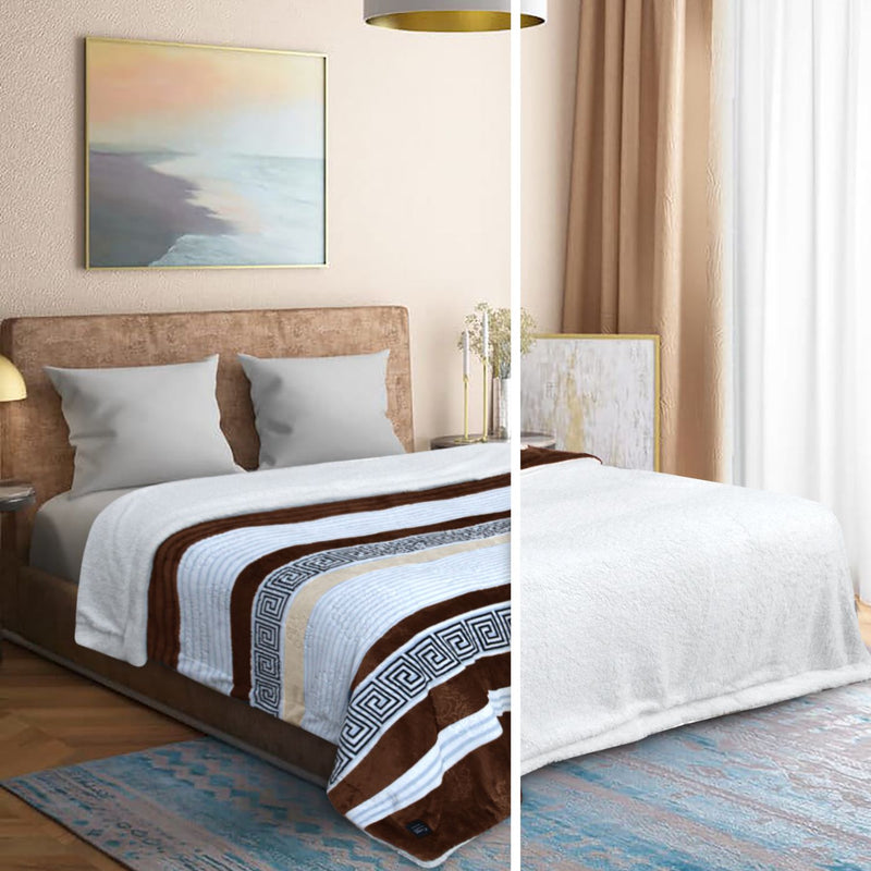 Geo Print Embossed Sherpa Blanket