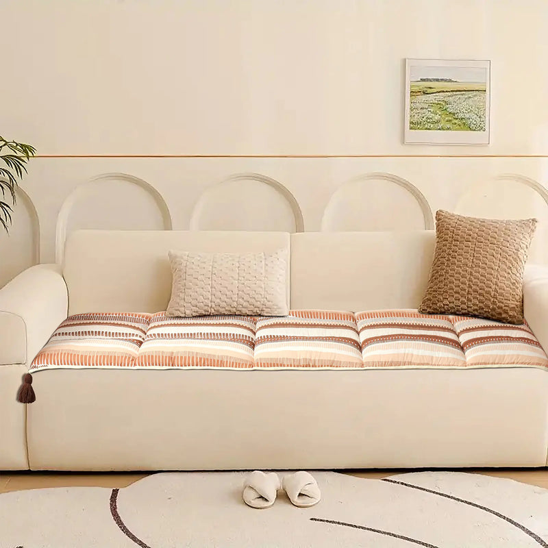 Earthline Comfort Quilted Striped Sofa Topper