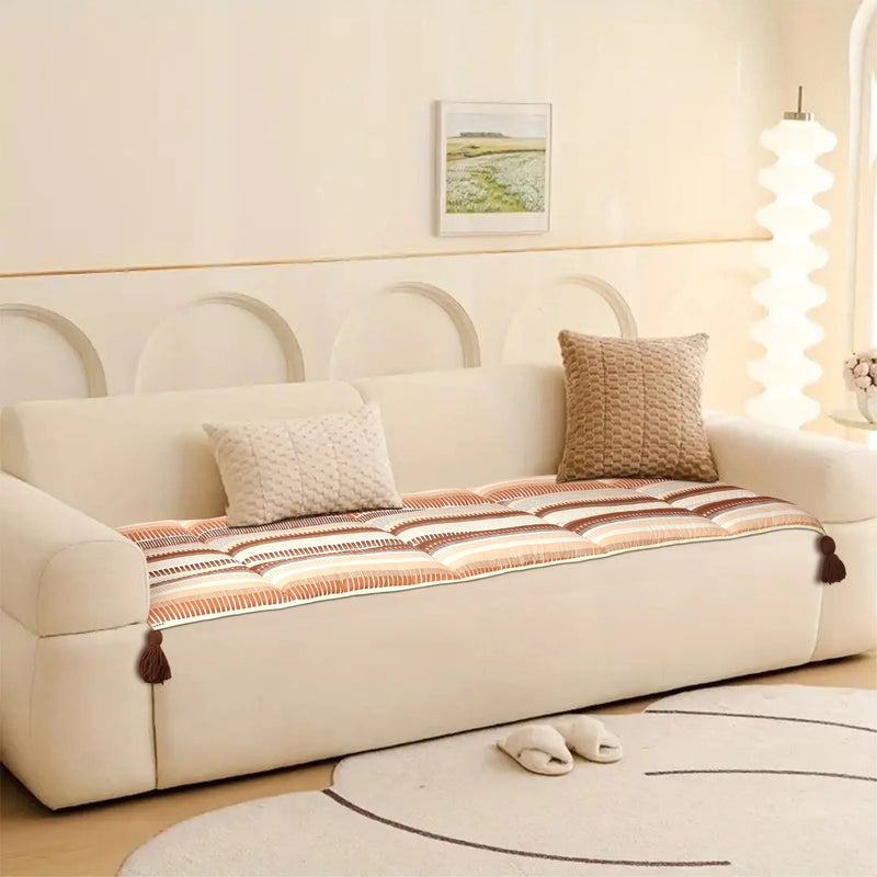 Earthline Comfort Quilted Striped Sofa Topper