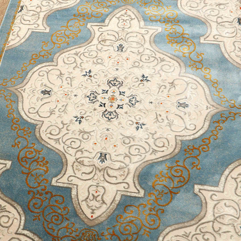 Egyptian Blue King Size (7.6 X 5.25 Feet) Thick & Cozy Floor Rug