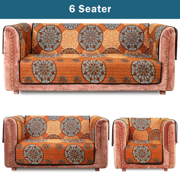 Ethnic Circular Motifs Quilted Sofa Cover Set