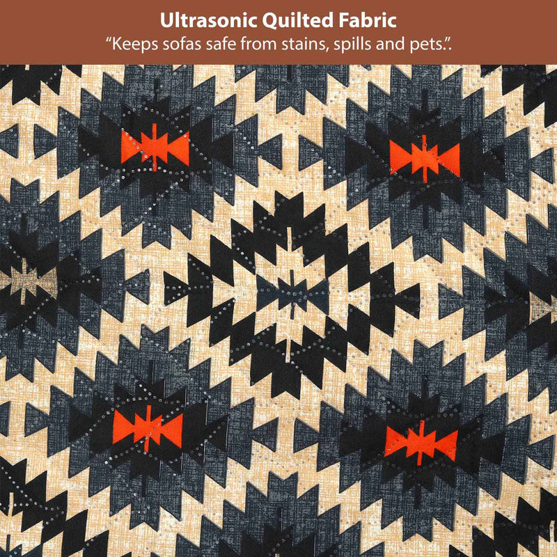 Ethnic Stretched Black Quilted Sofa Cover Set